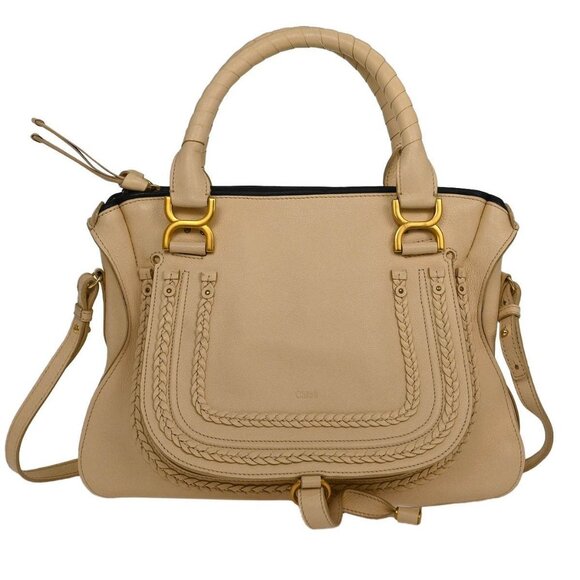 Chloe Beige Leather Marcie 2way Shoulder Handbag 011156-24 115685 - Picture 1 of 10